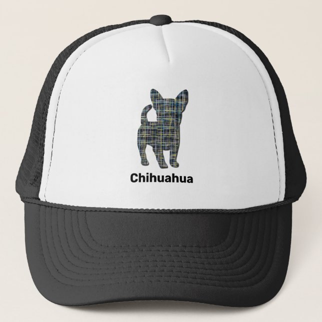 Boné Chihuahua Cute Dog Silhouket Grid Personalizado (Frente)