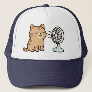 Boné Chill Cat by the Fan - Cute Summer Sticker"
