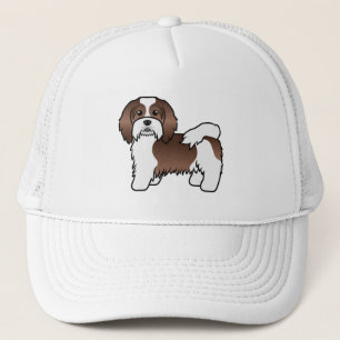 Boné Chocolate E Cão-De-Cartoon Branco-Havanês