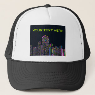 Boné Cidade Arranha-Céus Pontos Neon Nome Personal