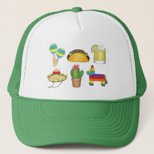 Boné Cinco de Mayo Fiesta Pinata Taco Cactus Maracas