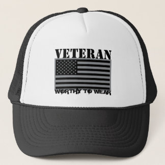 Boné CINZA de Bandeira dos EUA - Veterano - Digno de Vi