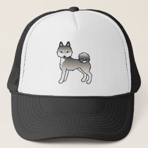 Boné Cinza E Cão De Cartoon Branco Klee Kai Cute
