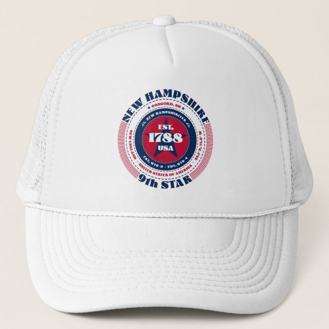 Boné Circular New Hampshire State Patriotic Trucker Hat (Frente)