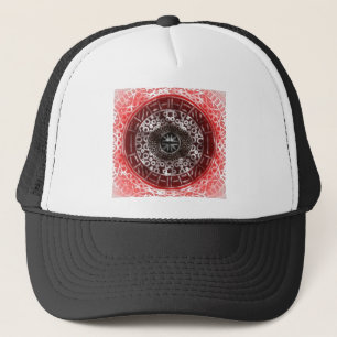 Boné Círculos Concentrados - Impressão vermelho-vermelh