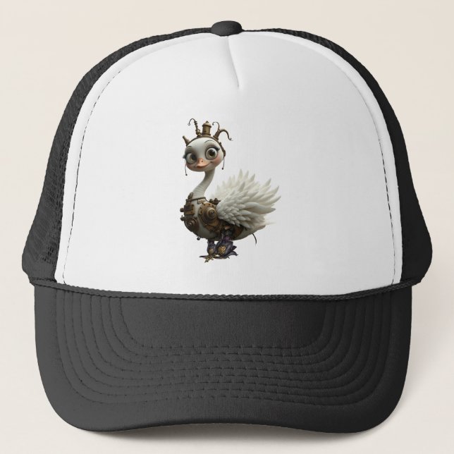 Boné Cisne Mecânico ao Luar – Guardião de Sonhos Curios (Frente)