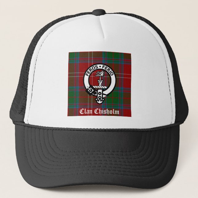Boné Clan Chisholm Tartan & Crest Crachá (Frente)