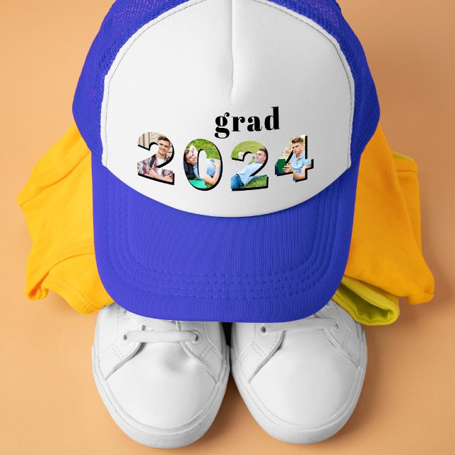 Boné Classe De Segundo grau De mais velho De Graduação  (Senior High School Class Of 2024 Photo Graduation Trucker Hat)