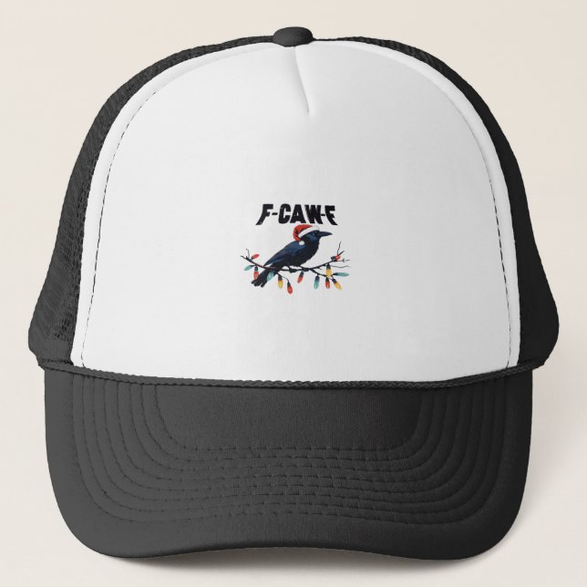 Boné Clássico Natalino de Corvo Engraçado Design Retrô (Frente)