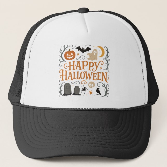 Boné Clássico, vintage Feliz Halloween (Frente)