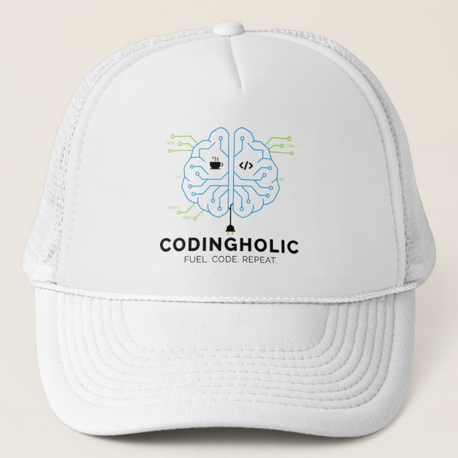 Boné Clean Tech Brain Coding Trucker Design  (Frente)