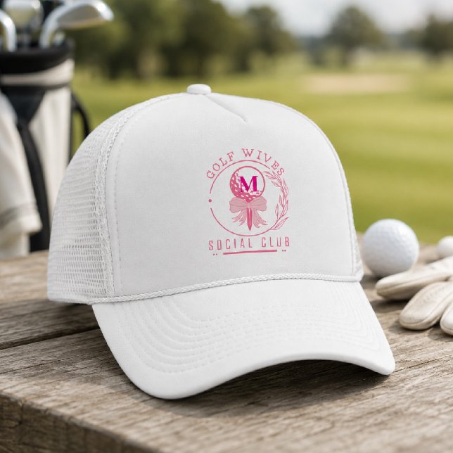 Boné Clube Social de Golfe Monograma com Laço Rosa Chic (Criador carregado)
