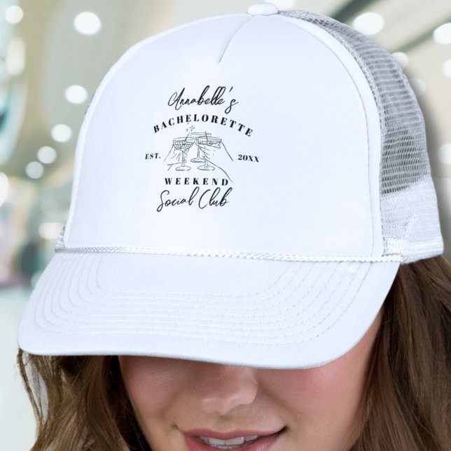Boné Clube Social Festa de Solteira Vintage (Social Club Vintage Bachelorette Party Trucker Hat )