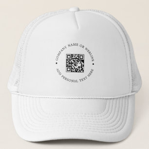 Boné Código QR Minimalista Estilo de Marca Limpo Branco
