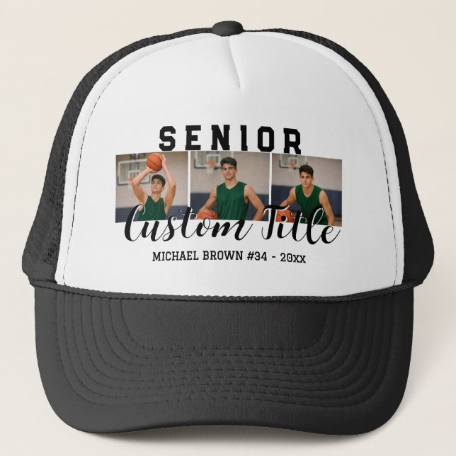 Boné Colar de Fotos Personalizado com Nome 3 para Senio (Frente)