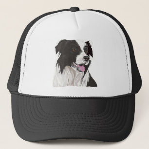 Boné Collie preto e branco com olhos de Brown