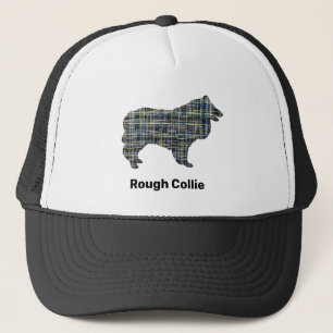 Boné Collie Rough Cute Dog Silhouket Grid Personalizado