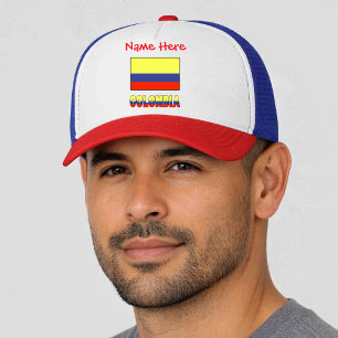 Boné Colômbia Bandeira Colombiana Vermelha Personalizad