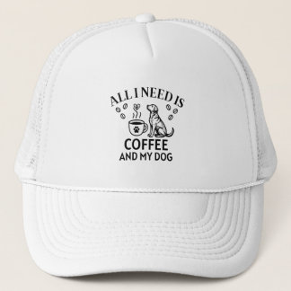 Boné com estilo bordado de café e meu cachorro Lab