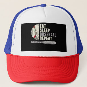 Boné Comer Dormir Beisebol Repetir Beisebol Engraçado J