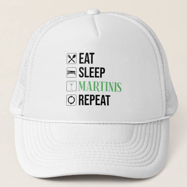 Boné Comer. Dormir. Martinis. Repetir. (Frente)