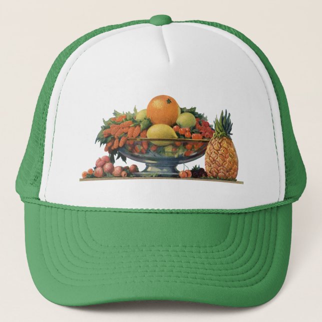 Boné Comida Antiga, Frutas Sortidas em uma Tigela (Frente)