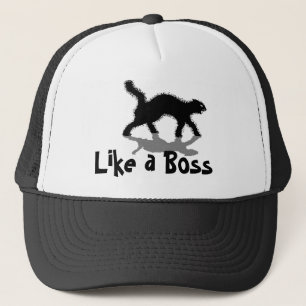 Boné como um chapéu engraçado do gato preto do chefe