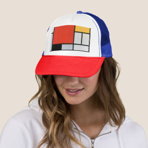 Boné Composição de Piet Mondrian Vermelho Amarelo Azul