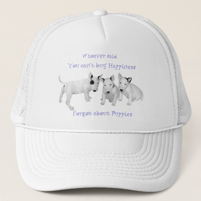 Boné Comprar Felicidade?  Não Esqueça os Cachorrinhos! (Frente)