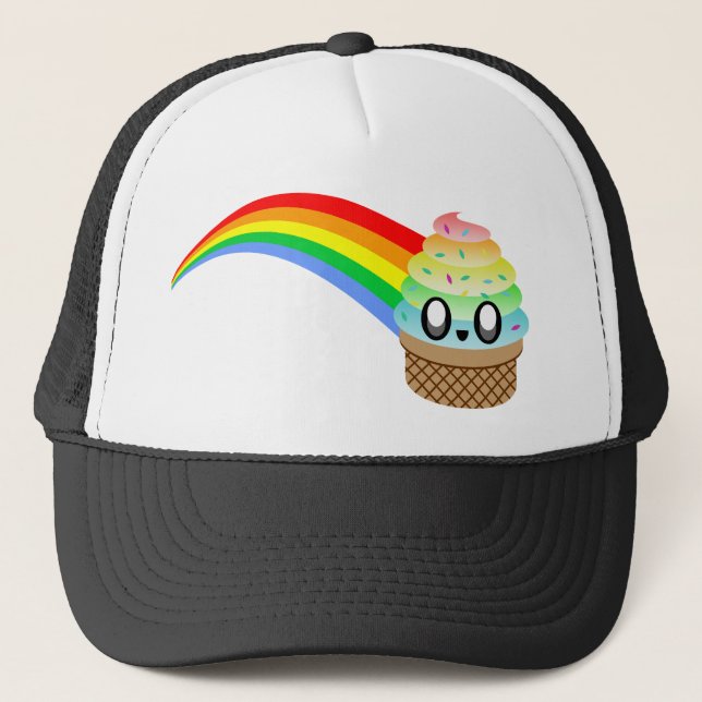 BONÉ CONE DE SORVETE KAWAII ARCO-ÍRIS DE FOFOURA (Frente)