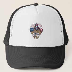 Boné Cones de Sorvete Patrióticos Vintage Quatro de Jul