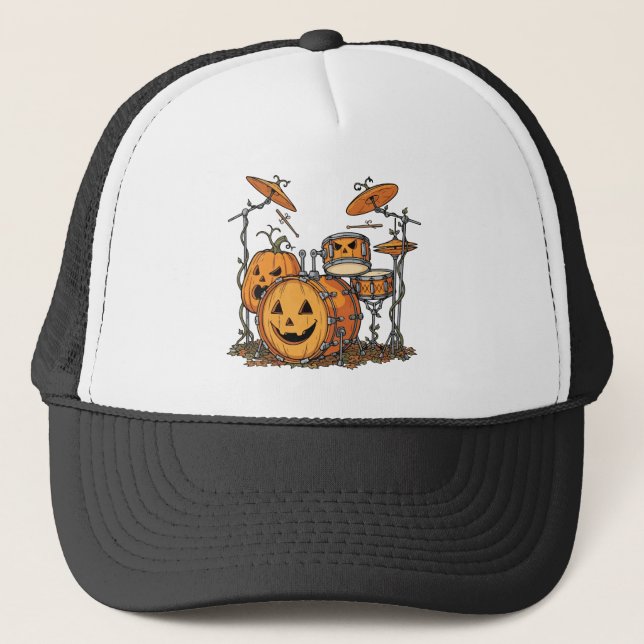Boné Conjunto de Tambores de Abóbora de Halloween (Frente)
