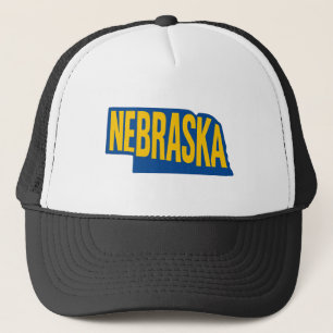 Boné Contorno do Estado de Nebraska   Amarelo e Azul Mo