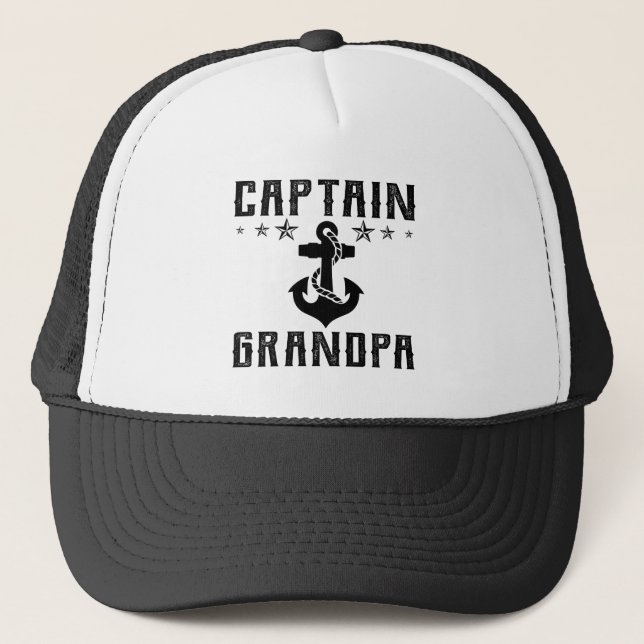Boné Cool Captain Grandpa word art  (Frente)