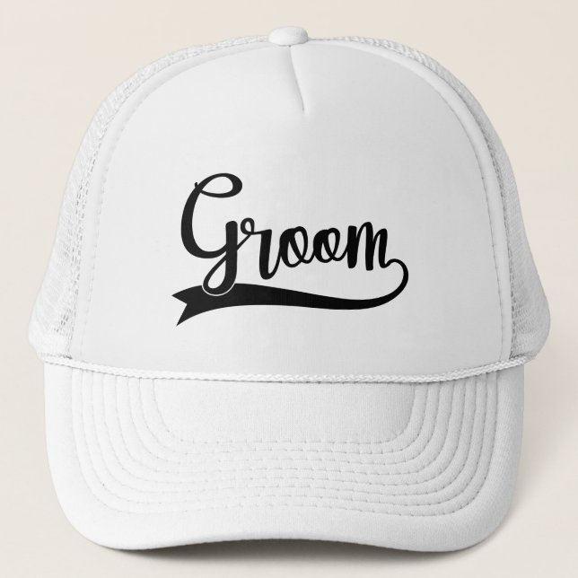 Boné Cool Groom word art Wedding party  (Frente)