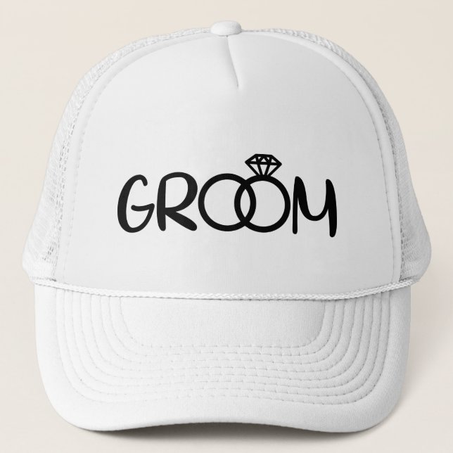 Boné Cool Groom word art Wedding party  (Frente)