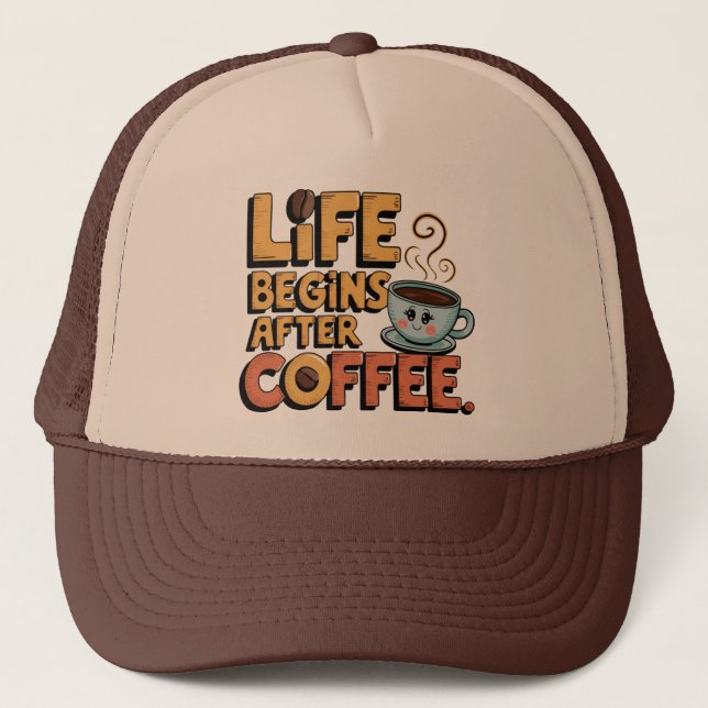 Boné  Cool retro word art coffee  (Frente)