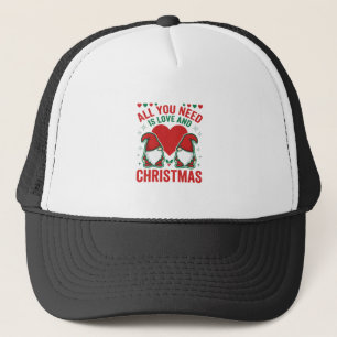 Boné Coração de Amor de Natal Design de Gnome do Papai
