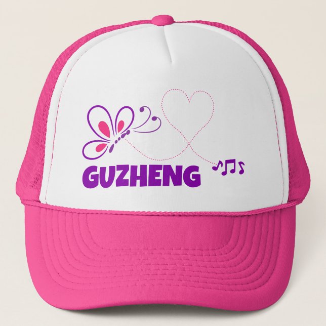 Boné Coração de Borboleta Rosa Roxo Love Guzheng (Frente)