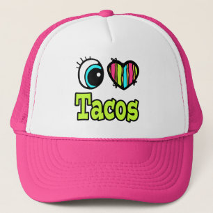 Boné Coração Ocular Brilhante Eu Adoro Tacos