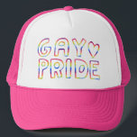 Boné Coração orgulho gay Doce do Arco-Íris<br><div class="desc">Personalize este boné legal adicionando seu próprio texto. Verifique meu compro para obter mais itens correspondentes! Se você o comprar,  obrigado! Certifique-se de compartilhar uma foto no Instagram dele em ação e marque-me @shoshannahscribbles :)</div>