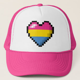 Boné Coração Pansexual do pixel
