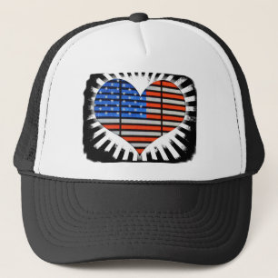 Boné Coração patriótico bandeira americana dada form