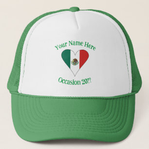 Boné Coração Personalizado da Bandeira Mexicana