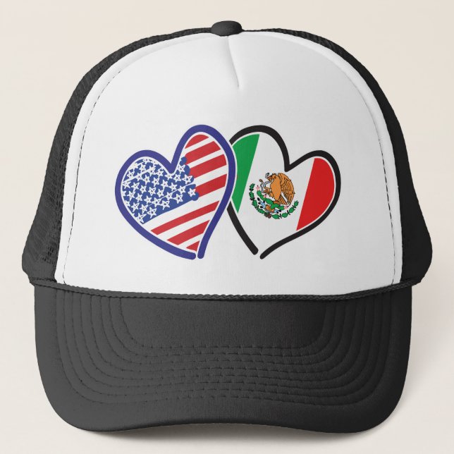Boné Corações Patrióticos dos EUA e do México (Frente)