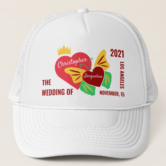 Boné Corações Vermelhos, Borboleta Engraçada (Frente)