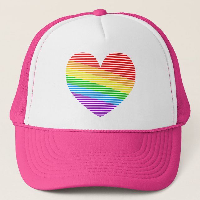 Boné Corey Tiger 80s Rainbow Stripe Heart Trucker (Frente)