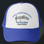 Boné Coro de Segundo grau Azul Personalizável<br><div class="desc">Este moderno segundo grau azul que apresenta o nome do grupo sob o funcionarios musical. Personalize para um cantor de corais ou seu diretor para um presente de manutenção de graduação de excelente.</div>