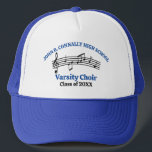 Boné Coro de Segundo grau Azul Personalizável<br><div class="desc">Este moderno segundo grau azul que apresenta o nome do grupo sob o funcionarios musical. Personalize para um cantor de corais ou seu diretor para um presente de manutenção de graduação de excelente.</div>