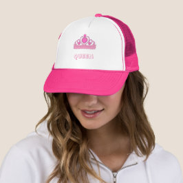 Boné Coroa Rosa imagem rainha Texto Impresso Branco e Q
